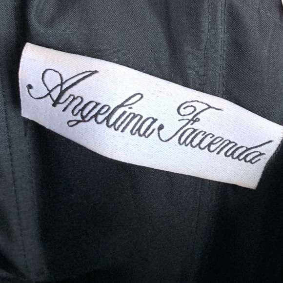 Angelina Faccenda Black Dress Size 12 Halter Ruffles Formal Gown Sleeveless - Picture 6 of 7